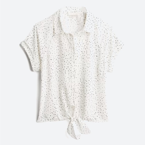 &. layered Almeera Tie Front Top White with black dots. Smoke and pet free home‎